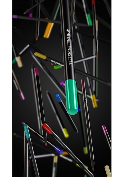 Faber-Castell Black Edition renkli kalemler, 100'lü metal kutu, kırılmaz, çocuklar ve yetişkinler için