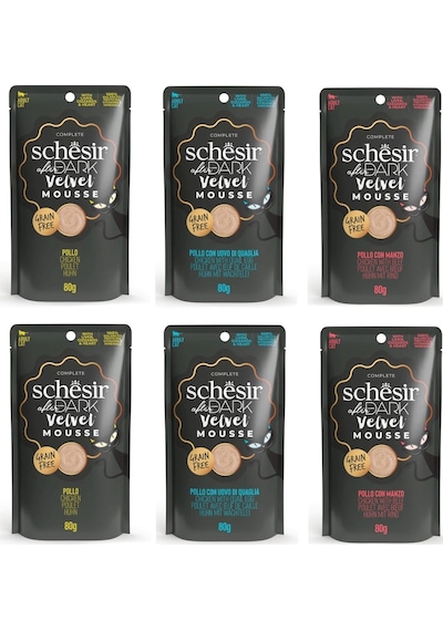 Schesir After Dark 3 Çeşit Karma Pouch Mousse Kedi Yaş Mama 80 Gr. X 6 Adet