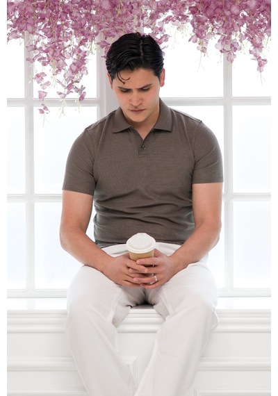 Advante Slimfit Spor Örgü Kumaş Tek Düğme Polo Yaka T-shirt Kahverengi