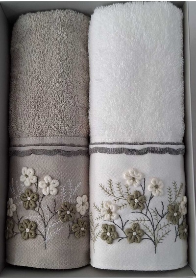 Özdilek Ditsy Garden 2'li Havlu 50 90 Cm El-yüz Havlusu Nak-2 Krem