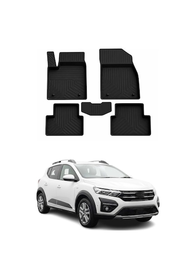 Dacia Sandero 3 2020-2026 Uyumlu 4d Havuzlu Paspas Kauçuk Siyah 5 Parça