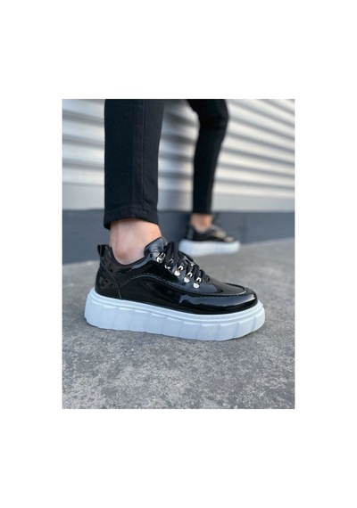 DMR Elegance Jy010 Cloud Bağcıklı Rugan Erkek Günlük Sneaker Ayakkabı Rbt - Siyah