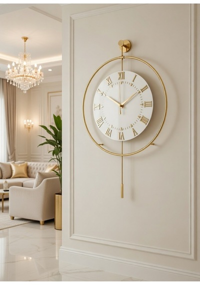 Gold - Royal Kadran Exclusive - Pilli Led - 3 Pil İle Gelir - Modern Metal Duvar Saati