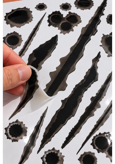 Kurşun İzi & Pençe İzi Sticker Seti 3d Efektli Araç, Motor, Bisiklet Dekor Sticker