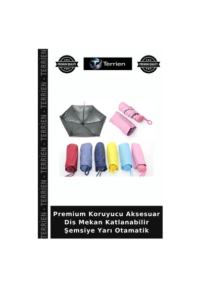 Terrien Premium Koruyucu Aksesuar Dis Mekan Katlanabilir Şemsiye Yarı Otamatik Çok Renkli
