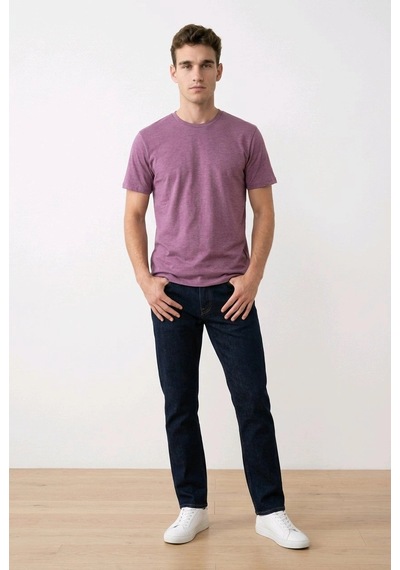 Biçomi Erkek Premium Melanj Slim Fit Pamuklu Tişört Nefes Alan Esnek Doku Bordo