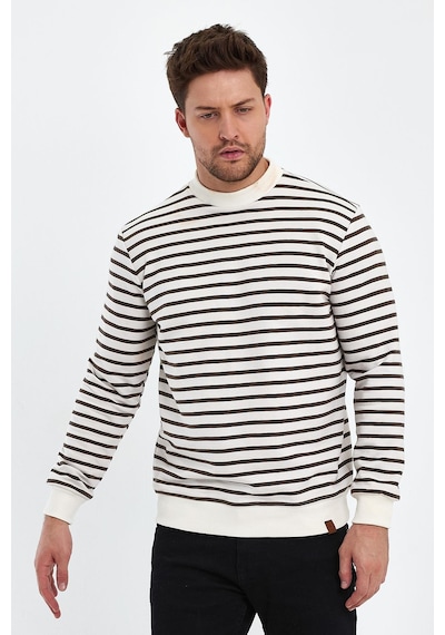 Alexander Gardi Alexandergardı Bisiklet Yaka Çizgili Sweatshirt E23-761a-erk Beyaz - Haki