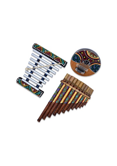 Müzik Aleti Seti Üçlü Ksilofon Kalimba Pan Flüt Çocuk Bebek