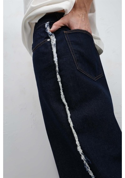 Vamos Yan Dikiş Detaylı Baggy Jean Koyu Mavi