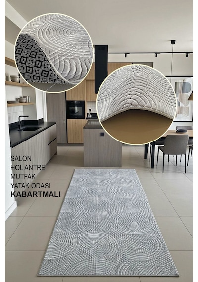 Lüle Halı Delüx Kaymaz Taban Halı Yolluk Gri Renk, Dlx7054 Gri