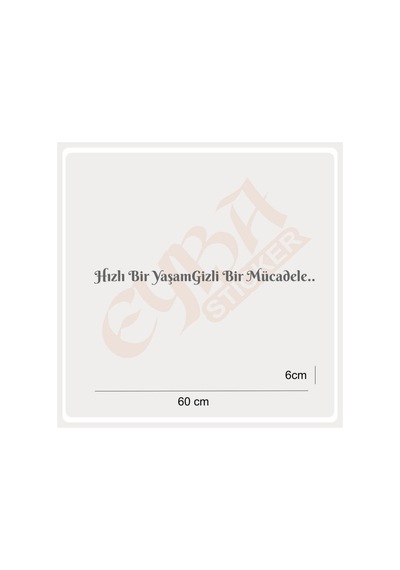 Hızlı Bir Yaşam Gizli Bir Mücadele 60x6 Cm Araç Yazı Sticker Traktör Kamyon Araba Gri