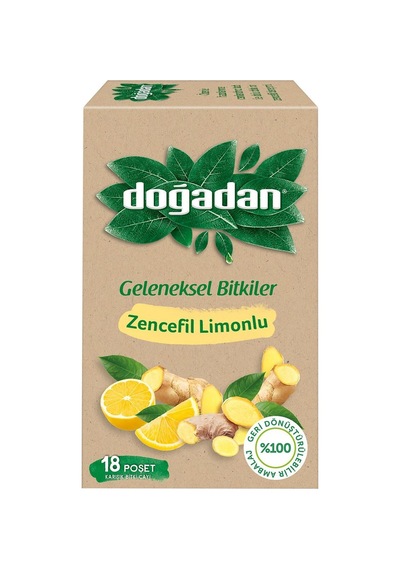 Doğadan Zencefil & Limon Bitki Çayı 18'li Poşet - 35 G 2'li Ekonomik Paket - 2 Adet Tarı