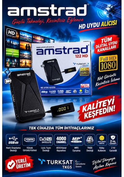 Amstrad Mini 122 Hd - Full Hd Uydu Alıcısı - Yeni Sürüm - Tkgs - Hdmı - Tak Çalıştır
