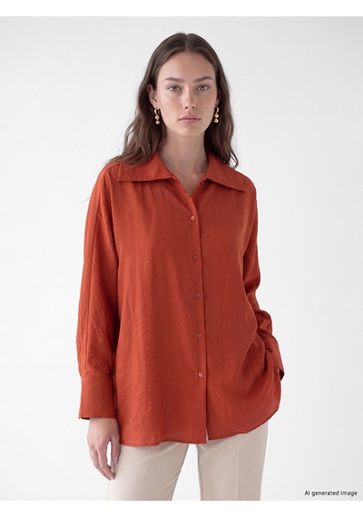 Lcw Modest Turuncu Modal Karışımlı Kadın Gömlek Tunik Xl-2xl