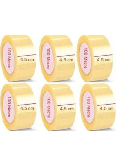 6 Adet Koli Bandı 45 MM 100 M Hotmelt Şeffaf Koli Bandı