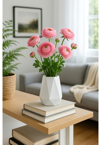 Minimalist Beton Seramik Mini Vazo Modern Masaüstü Dekoru Ve Çok Amaçlı Kullanım 10 Cm Beyaz