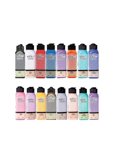 Akrilik Boya 140 Ml 18 Renk Set, Tuval, Kağıt, Metal, Porselen, Seramik Ve Cam Yüzeylere Uygun 0,15 L