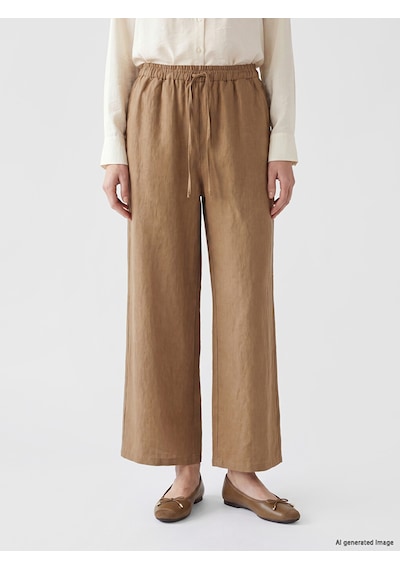 Lcw Modest Bej Beli Lastikli Kadın %100 Keten Pantolon