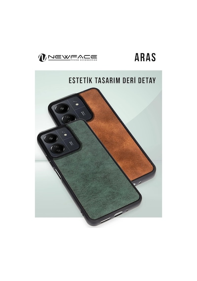 Cosmotex Newface Apple iPhone Uyumlu  14 Pro Max Kılıf Aras Deri Kapak - Siyah