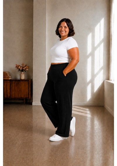 Sngl Tekstil Kadın Büyük Beden Pantolon S M L Xl 2xl 3xl 4xl 5xl 6xl 7xl 8xl 9xl Siyah