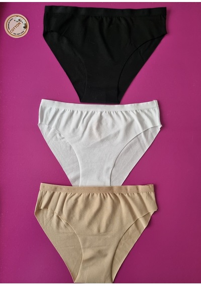 Demirsa Boutique Lazer Kesim Kadın Bikini Külot 3'lü Paket Bej-beyaz-siyah