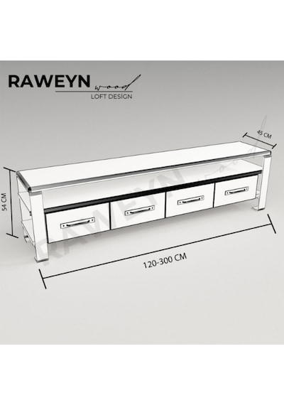 Raweyn Sea Doğal Ahşap Tv Ünitesi - 180cm Açık Ceviz