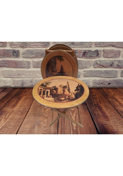 Zigon ÇANTA OVAL RESİMLİ Model Kayın Retro ayak Parlak Ceviz Natüre minumum park Kutu sevk El Yapım