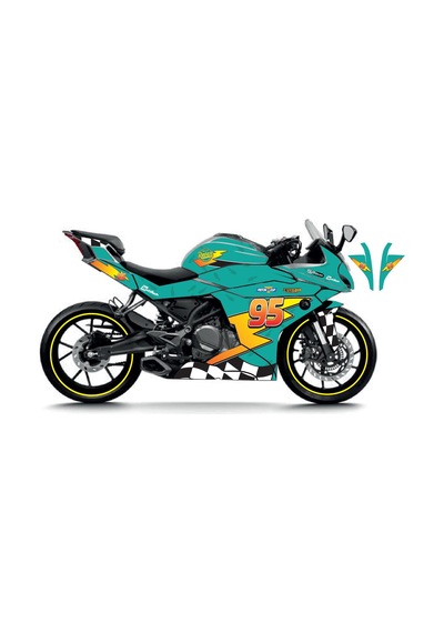 Cfmoto 250sr Mcqueen Turkuaz Sticker Parçalı Motosiklet Kaplama Etiket Modeli