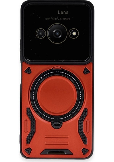 Xiaomi Poco C61 Kılıf Joy Lens Standlı Kapak Kırmızı