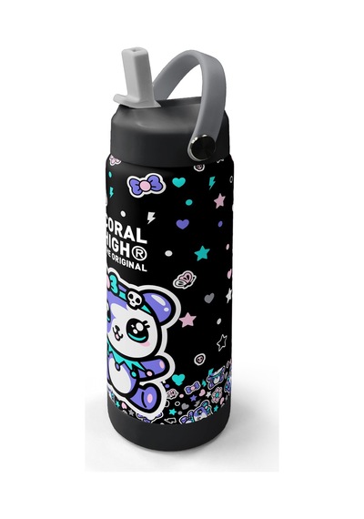 Coral High Siyah Ayıcık Desenli Katlanır Ağızlıklı Çelik Termos 650 Ml 38324 Siyah