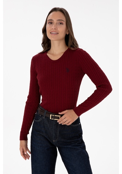 U.S. Polo Assn. Kadın Bordo Bisiklet Yaka Basic Kazak 50313626-VR014