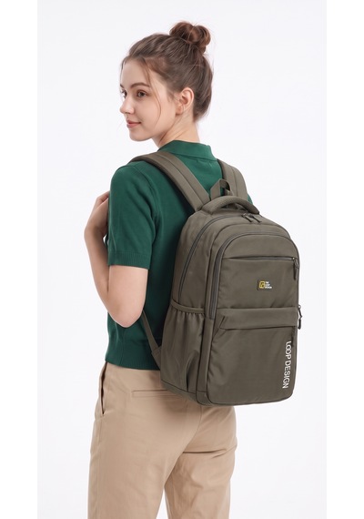 Esvelans Unisex Geniş İç Hacimli Çok Bölmeli Günlük Ve Okul Sırt Çantası Haki