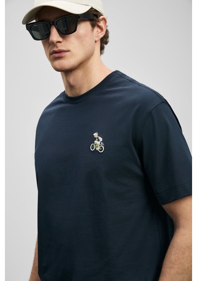 Lufian Mario Modern Grafik Erkek T-shirt 111020283 Lacivert
