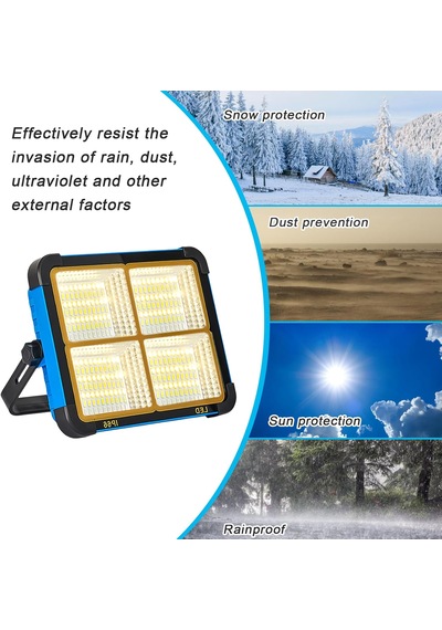 L03 Solar Taşınabilir Led Kamp Lambası 150w 306 Led Usb Şarjlı Powerbank Özellikli Su Geçirmez Flaşhör 4 Mod Ip66 Açık Mavi
