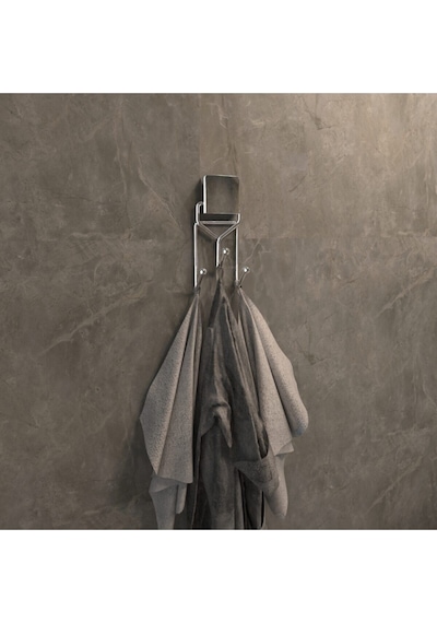 Decorev Yapışkanlı Lüks Banyo Havluluk Askılığı Üçlü Krom Metal Paslanmaz Havluluk Krom