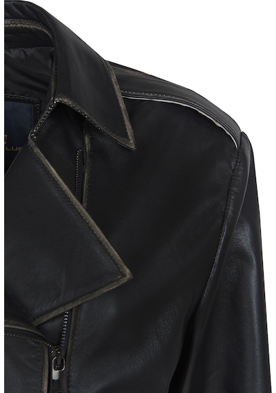 Dericlub Wm022 Gerçek Deri Cropcut Biker Kadın Deri Siyah - Beyaz