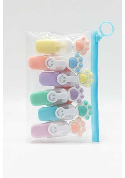 Sevimli Tatlım Fosforlu Mini Keçeli Kalem - 6lı Set - Kedi Tırnağı-fosfor01