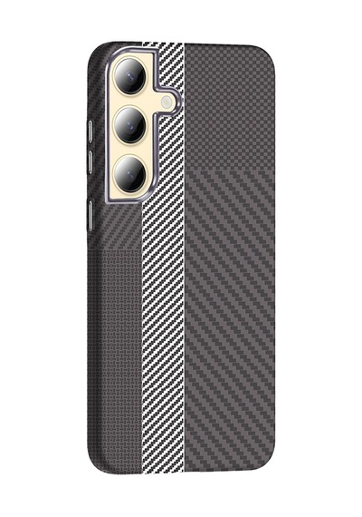 Zore Galaxy S24 Kılıf M-safe Şarj Özellikli Karbon Fiber Görünümlü Ogaa Gros Kapak - Desert Titanyum