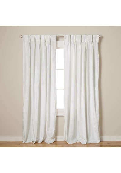 Exclusive Home Curtains, Kadife Pp Pinch Pileli Perde Paneli, 27x84, Kış Beyazı