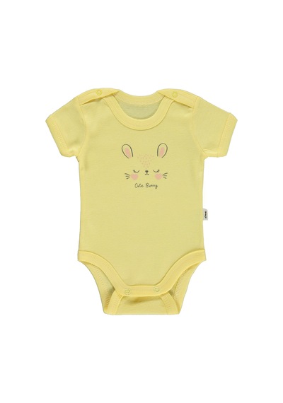 Civil Baby Cute Bunny Baskılı 1-36 Ay Çıtçıtlı Badi - Sarı Açık Sarı