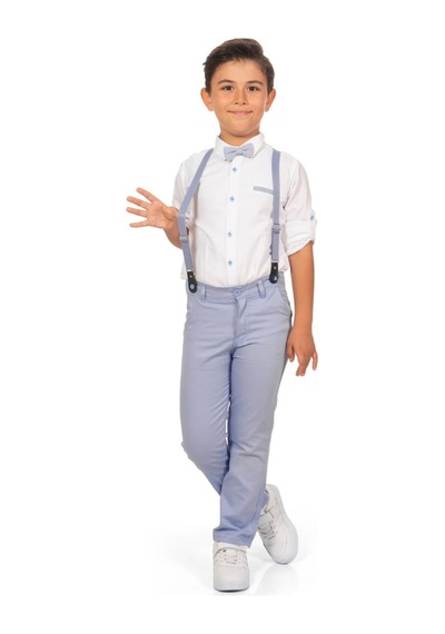 Mnk Baby & Kids Oxford Gömlek Uzun Pantolon Erkek Çocuk Takımı Mnk0302 Mavi