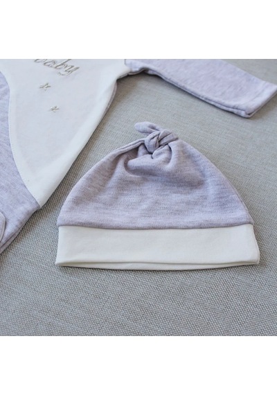 Candar Lucky Baby Nakışlı Çizgili Erkek Bebek Tulumu Ve Şapka 0-3 / 3-6 Ay Kahvemelanj