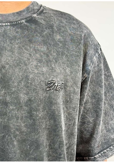 Zaee Nakışlı Oversize Tişört Füme