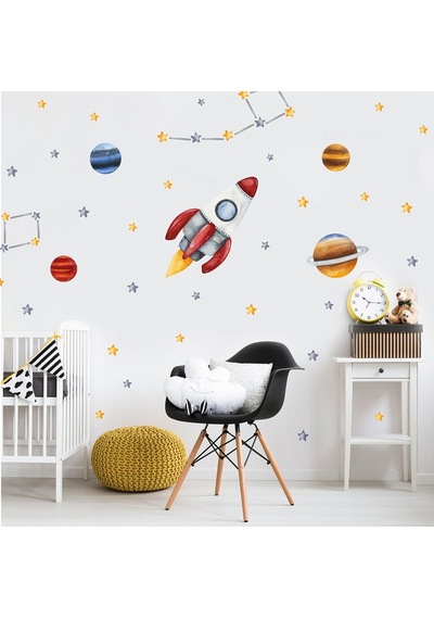 Artikel Gezegenler ve Yıldızlar Uzay Temalı Çocuk Odası Duvar Sticker 50 x 70 Cm