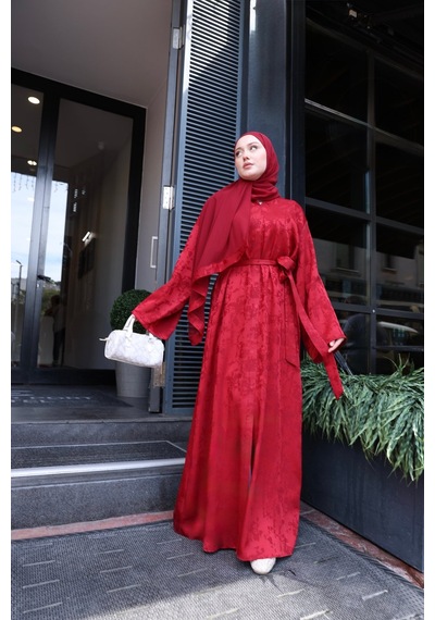 Şakika Kadın Sahar Luxe Abaya Ferace & Şal - Standart Beden & Farklı Boy Bordo