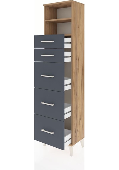 Arges Dolap 2 Raflı 5 Çekmeceli 44x30x182 Çam-antrasit Çam Arges Dolap 2 Raflı 5 Çekmeceli 44x30x182 Çam-antrasit Çam