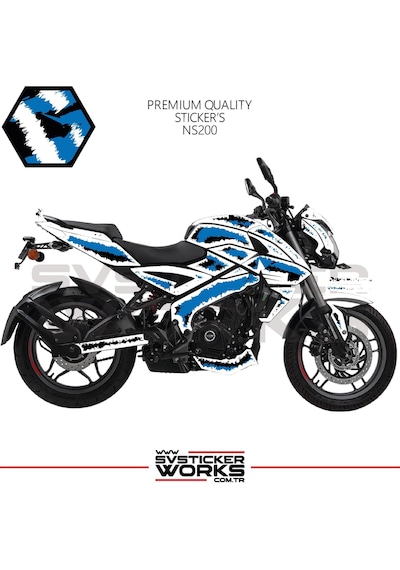 Bajaj Ns200 Kaplama Sticker Air Brush Motor Kaplama Modeli Hazır Kit Tüm Modeller Uyumlu Mavi