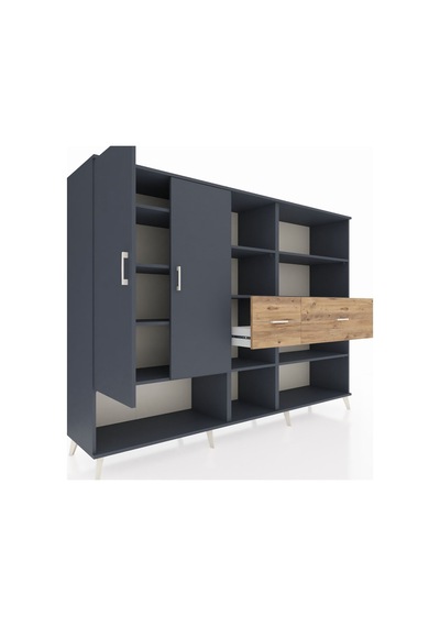 Hyperion Dolap 10 Raflı 2 Çekmeceli 2 Kapaklı 220x44x163 Antrasit-antrasit/çam Antrasıt/atlas Çam - Antrasıt Hyperion Dolap 10 Raflı 2 Çekmeceli 2 Kapaklı 220x44x163 Antrasit-antrasit/çam Antrasıt/atlas Çam - Antrasıt