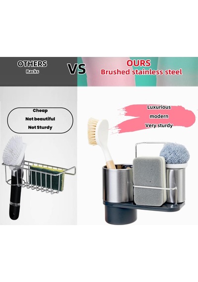 Kurutma Rafı Sünger Tutucu Mutfak Lavabo Organizatör Lavabo Caddy Sünger Tutucu Paslanmaz Çelik Mutfak Aksesuarlar Diğer