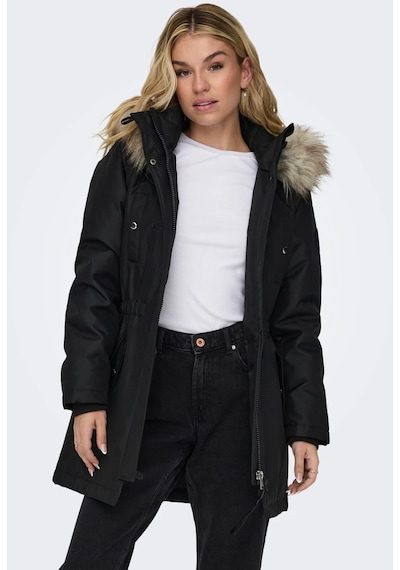 Only Kapüşonlu Siyah Kadın Parka 15304625 001